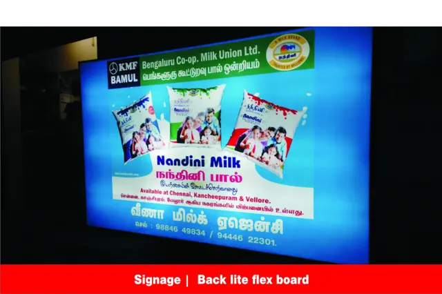Back-lit glow sign board for Nandini Milk by Star Signs Chennai