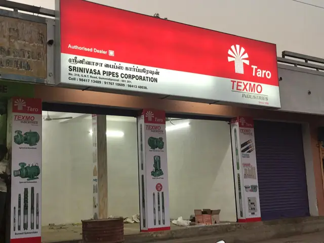 Glow sign with in-shop branding for Texmo × Taro by Star Signs Chennai